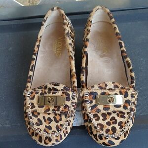 Vionic Brown and Black Flats with Leopard Print
